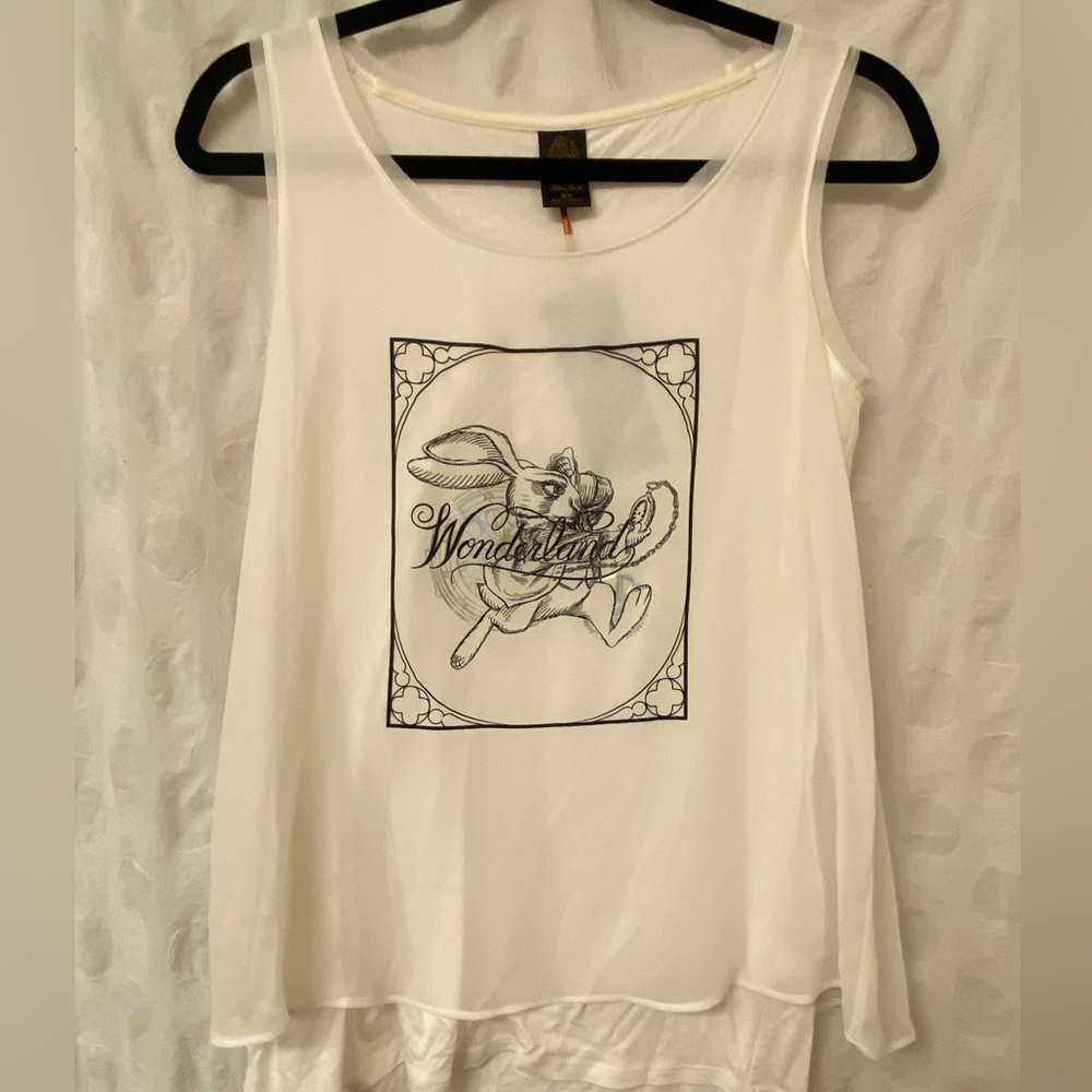 Alice in Wonderland blouse. White rabbit. NWT.